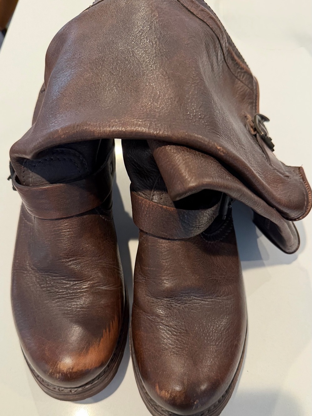 Frye Brown Leather Engineer Harness Boots